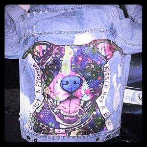 Handmade Custom Pitbull Advocate Denim Jacket